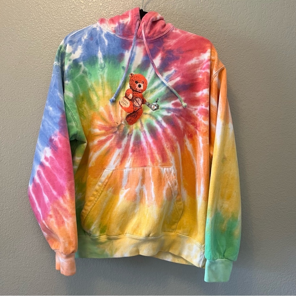 Tie-Dye Hoodie with Bear Patch
